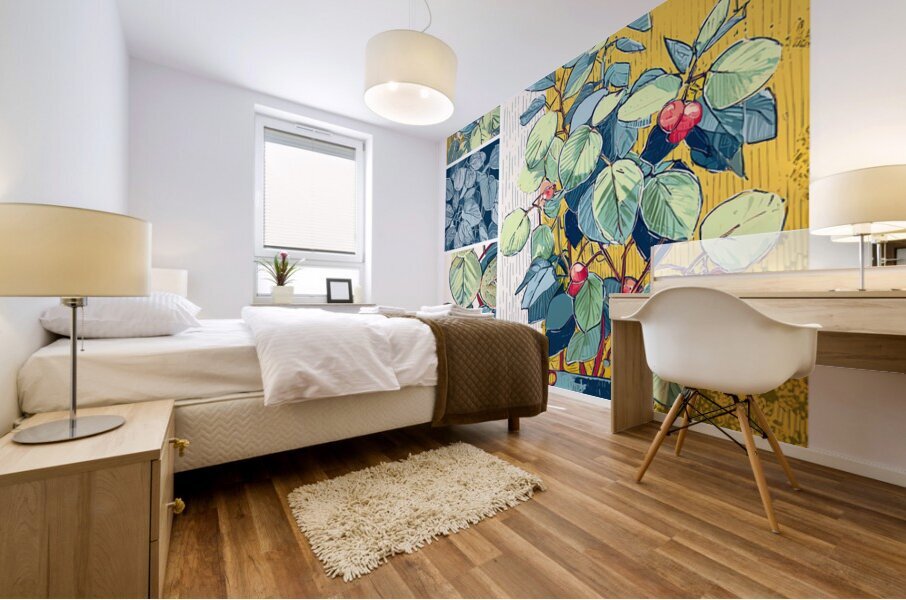 home plants illustration  Mural print