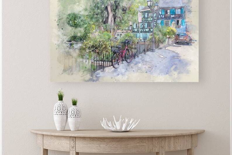 city life of Colmar in France  in sketch style by Ariadna-de-Raadt
