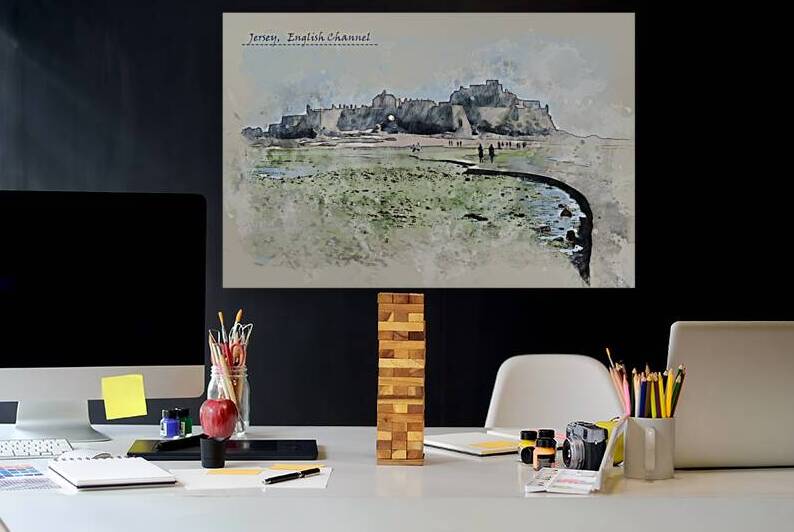 coast of Jersey English Channel  in sketch style by Ariadna-de-Raadt