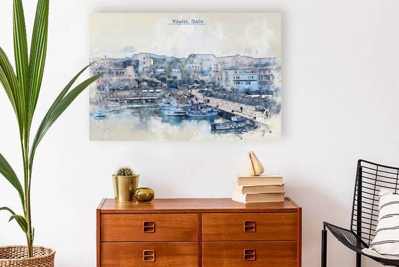 coast of Naples Italy  in sketch style by Ariadna-de-Raadt