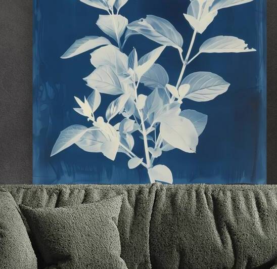 floral background of blue cyanotype silhouette plant by Ariadna-de-Raadt