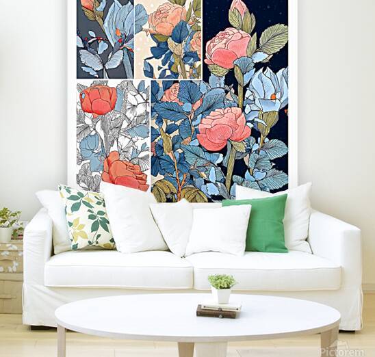 roses and iris flowers illustration by Ariadna-de-Raadt