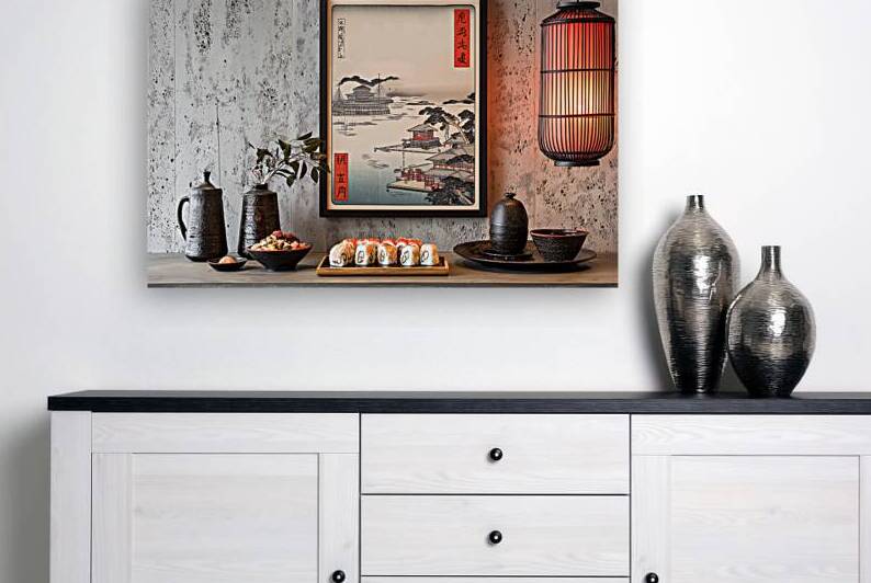 Traditional oriental arts : Ukiyo e artwork on wall  by Ariadna-de-Raadt