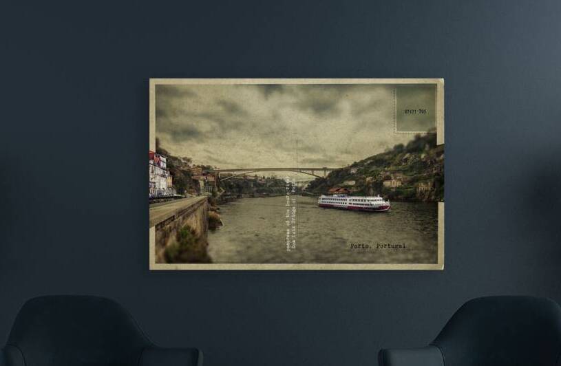 panorama of the Douro river Dom Luiz Bridge of  Porto Portugal by Ariadna-de-Raadt
