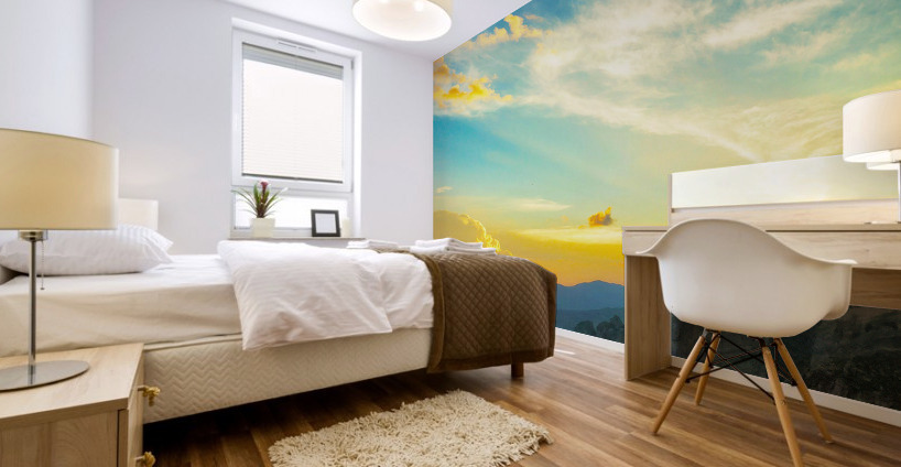 sunset in Meteora Mural print