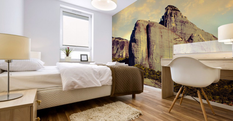 Meteora sunset Greece Mural print