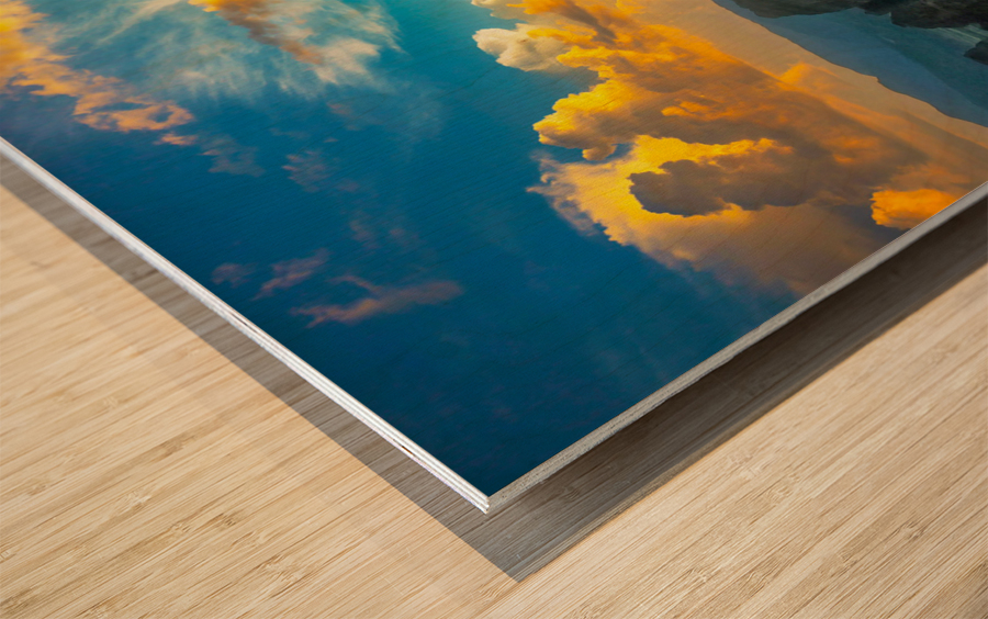 sunset in Meteora Wood print