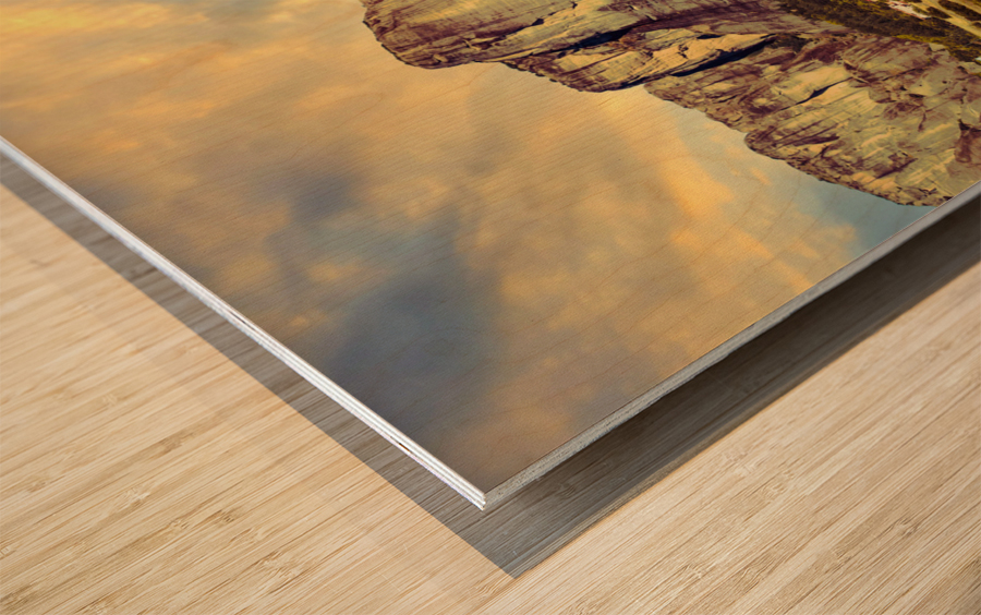Meteora sunset Greece Wood print