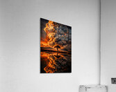 Dramatic Volcano Eruption Tree Reflection Lake Landscape Acrylic Print