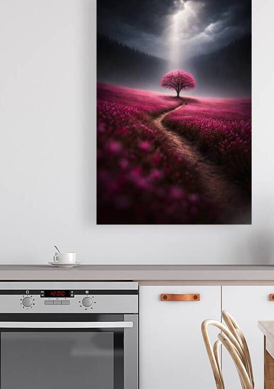 Pink Tree Path Sunbeam Heavenly Landscape Art by Faheemabr