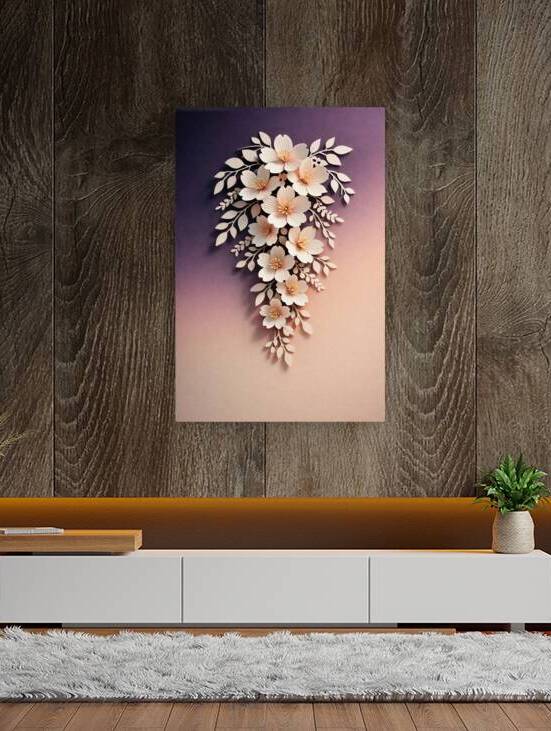 3D Papercraft White Floral Bouquet Cherry Blossom Art by Faheemabr