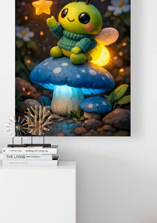 Cute Firefly on Mushroom Claymation Star Fantasy Art by Faheemabr