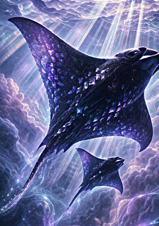 Cosmic Manta Ray Celestial Nebula Space Fantasy Art by Faheemabr