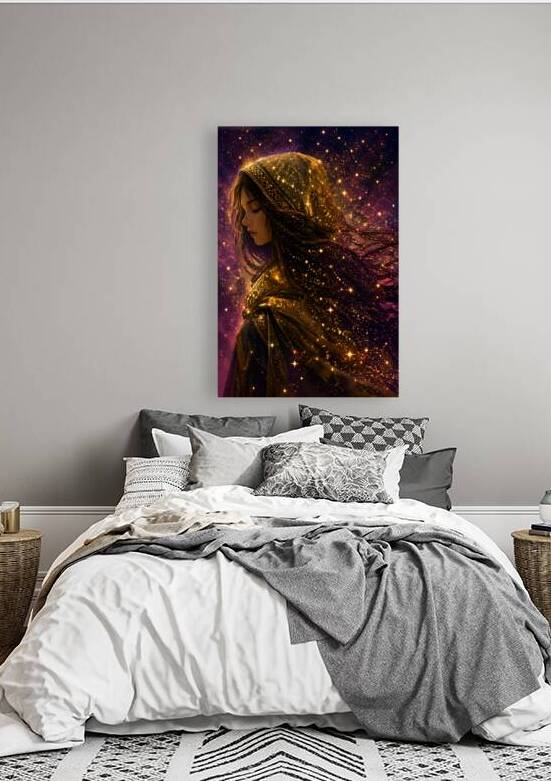 Princess Portrait Sparkles - Celestial Stardust Goddess Hooded Cloak Art by Faheemabr