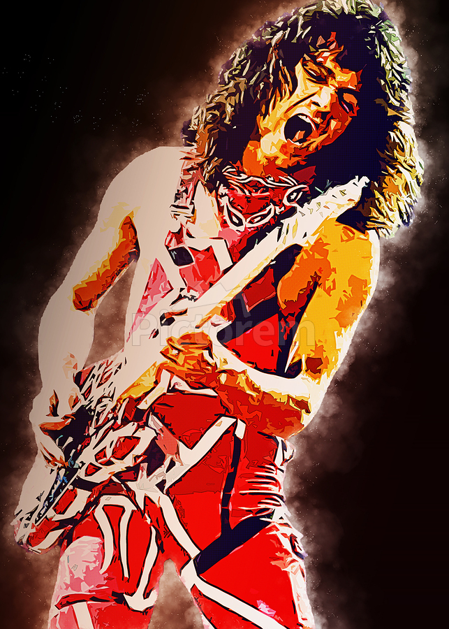 Eddie Van Halen Epic Smoke by neonartroom Wall Art
