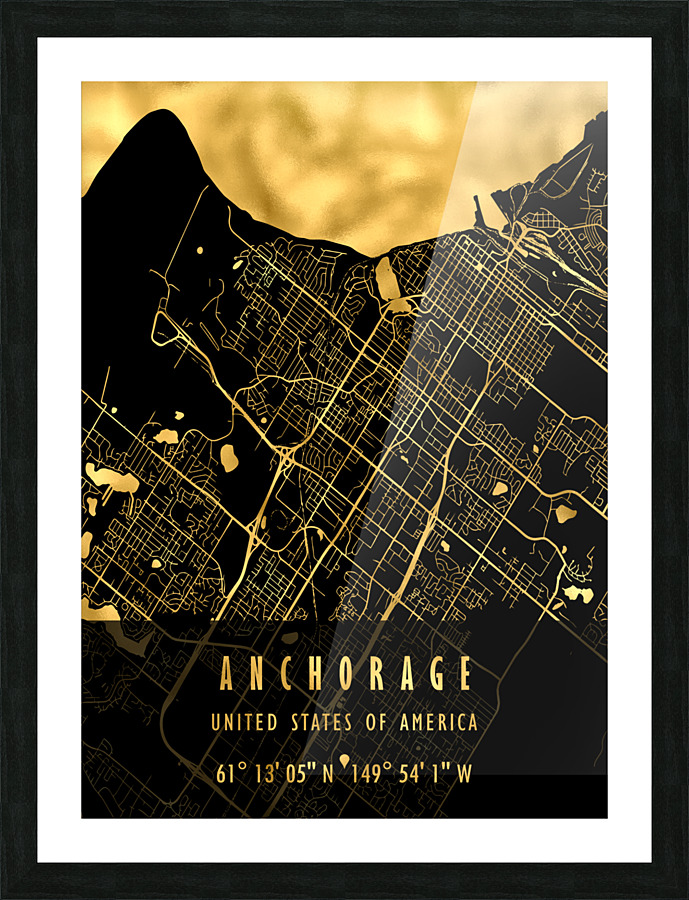 Anchorage Map USA Picture Frame print
