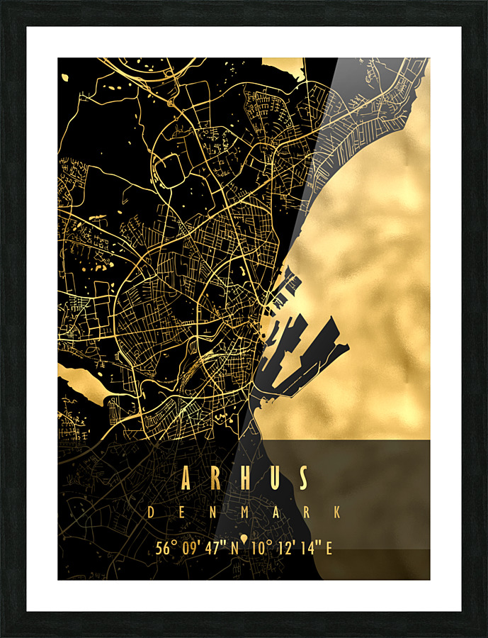 Arhus Map Denmark Picture Frame print