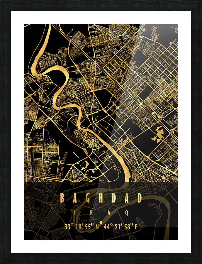 Baghdad Map Iraq Picture Frame print