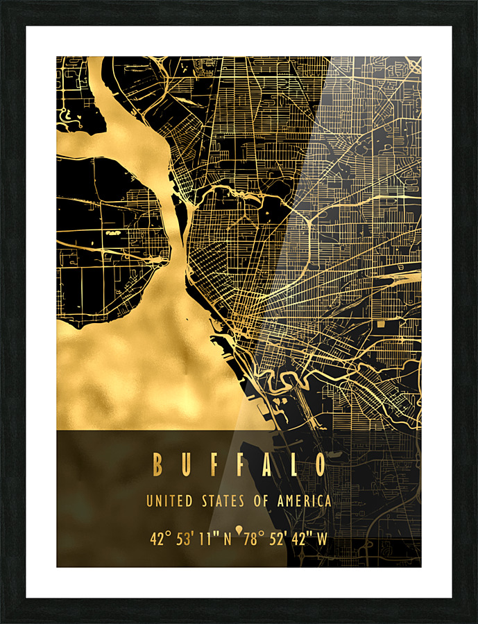BUFFALO MAP USA Picture Frame print