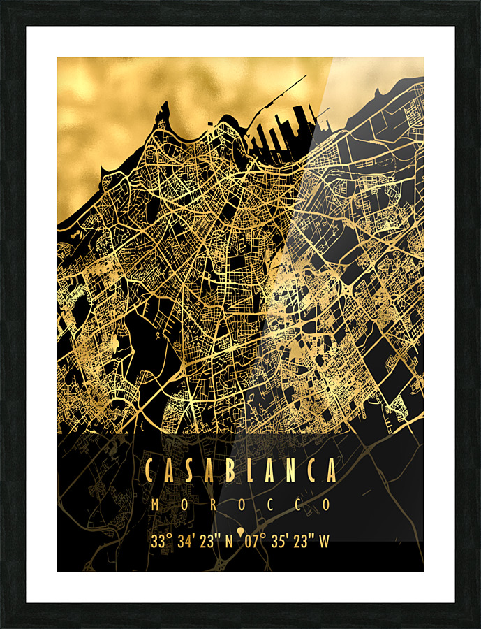 CASABLANCA MAP MOROCCO Picture Frame print