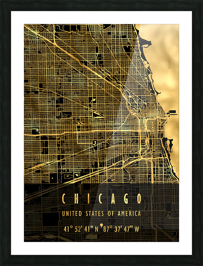 CHICAGO MAP USA Picture Frame print