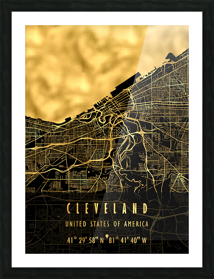CLEVELAND MAP USA Picture Frame print