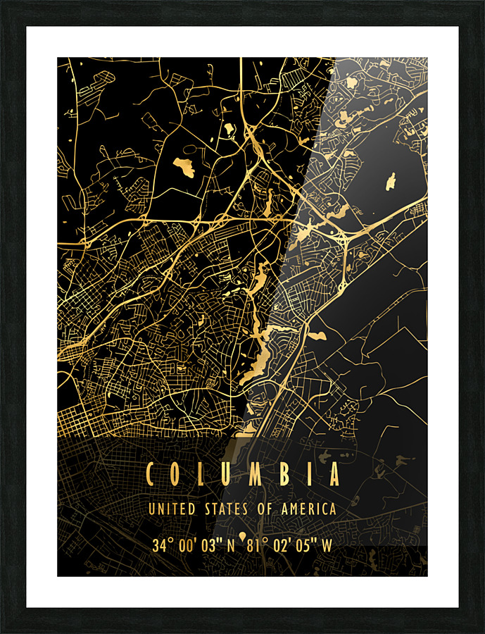 COLUMBIA MAP USA Picture Frame print
