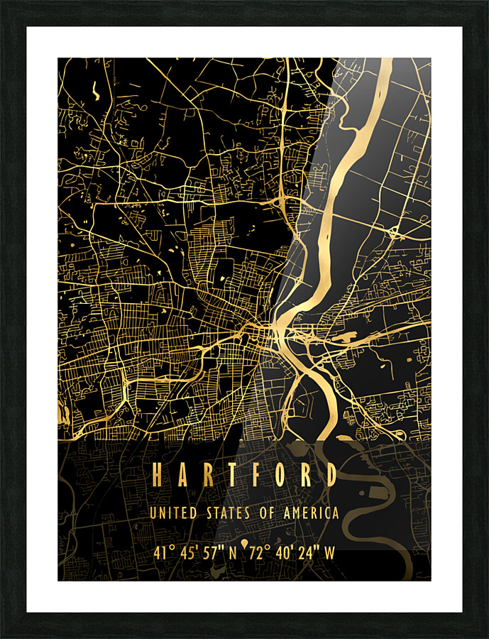 HARTFORD MAP USA Picture Frame print