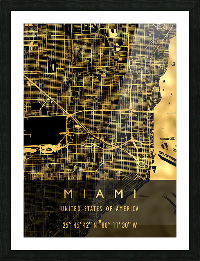 MIAMI MAP USA Picture Frame print