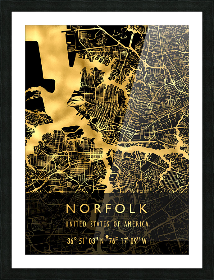 NORFOLK MAP USA Picture Frame print