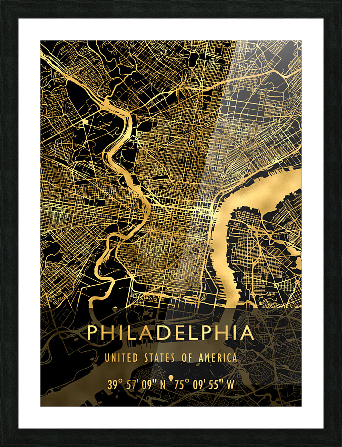 PHILADELPHIA MAP USA Picture Frame print