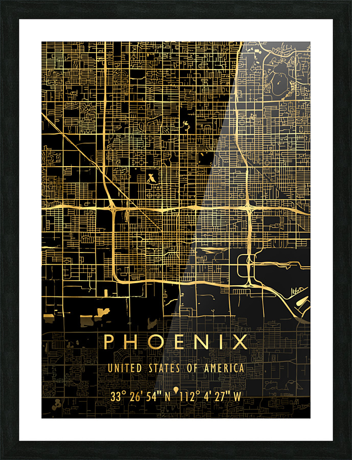 PHOENIX MAP USA Picture Frame print