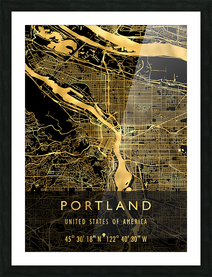 PORTLAND MAP USA Picture Frame print