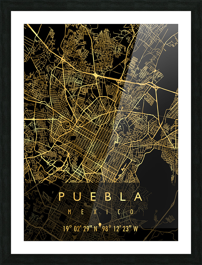 PUEBLA MAP MEXICO Picture Frame print