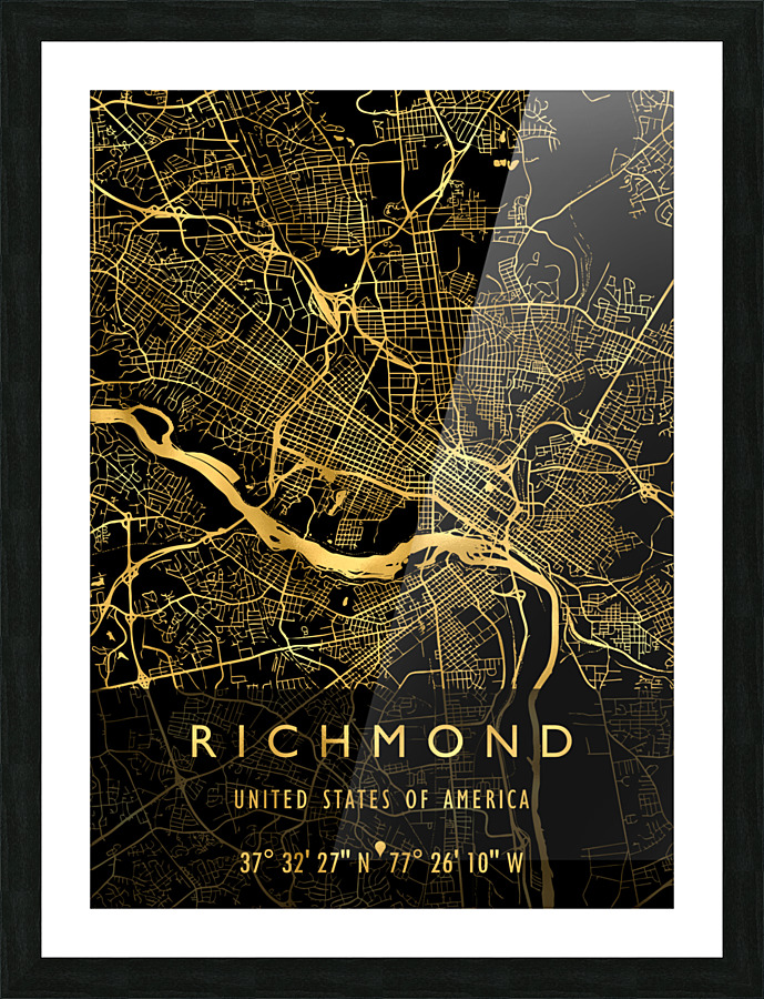RICHMOND MAP USA Picture Frame print