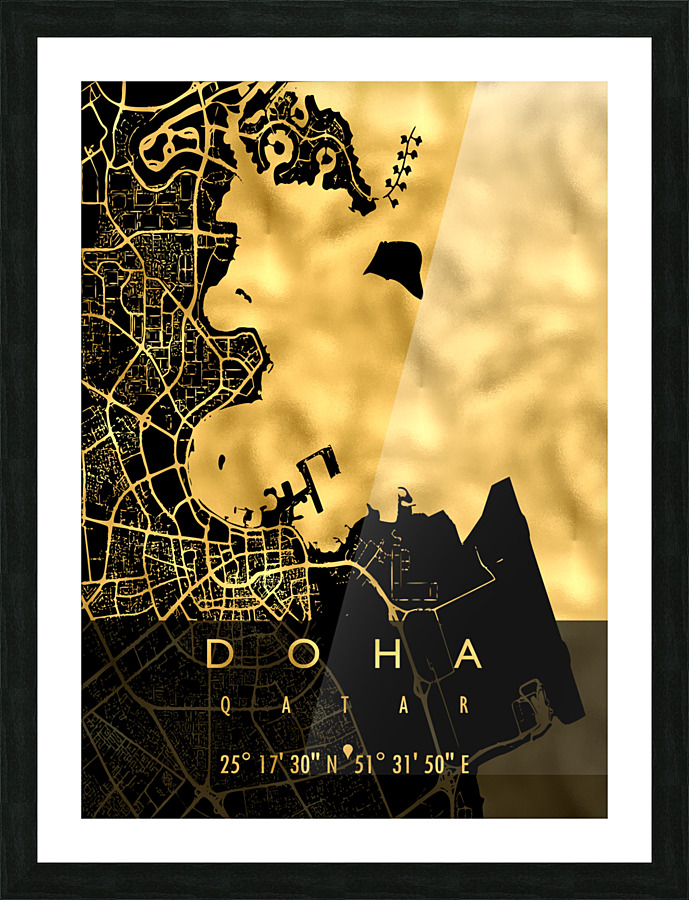 DOHA MAP QATAR Picture Frame print
