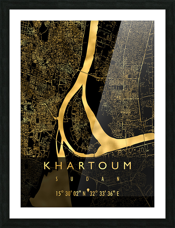 KHARTOUM MAP SUDAN Picture Frame print