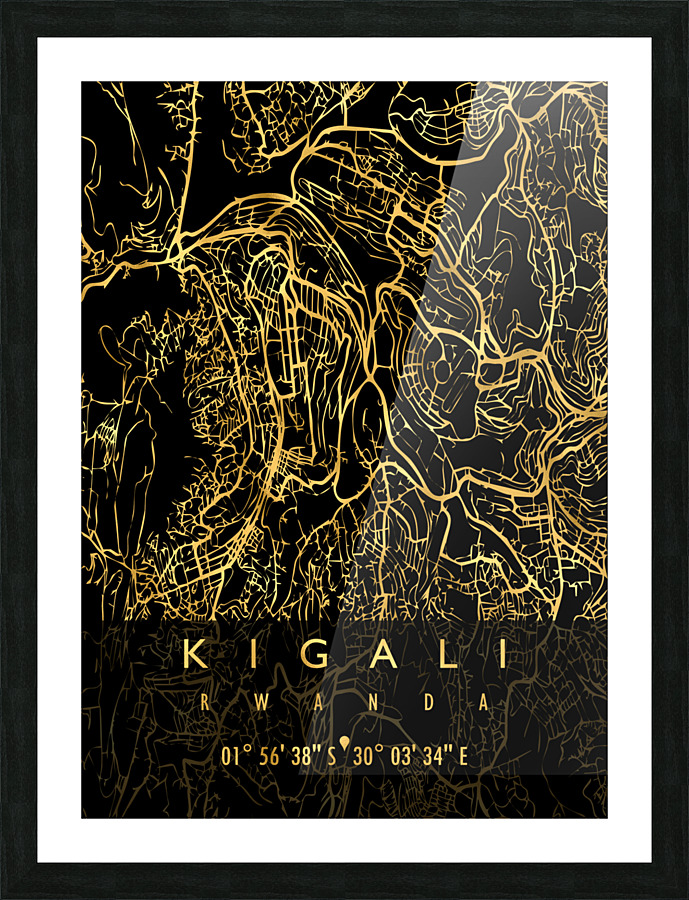 KIGALI MAP RWANDA Picture Frame print