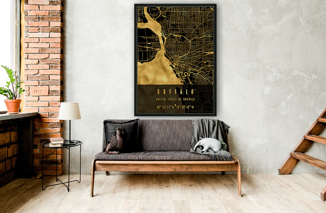 BUFFALO MAP USA Reproduction