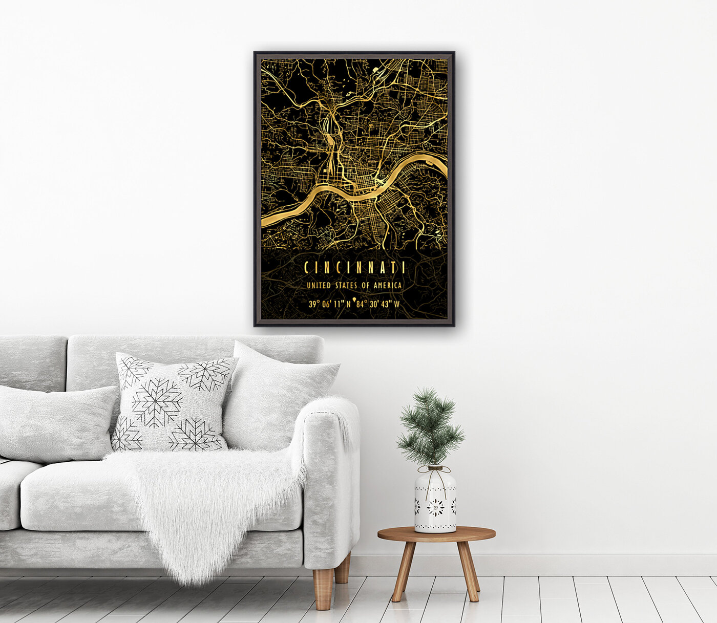 CINCINNATI MAP USA Reproduction