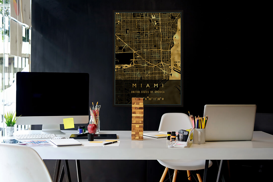 MIAMI MAP USA Reproduction