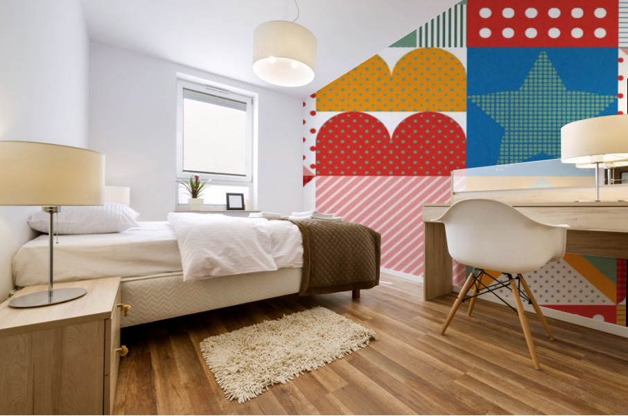 Halftone Bauhaus Pattern  Mural print