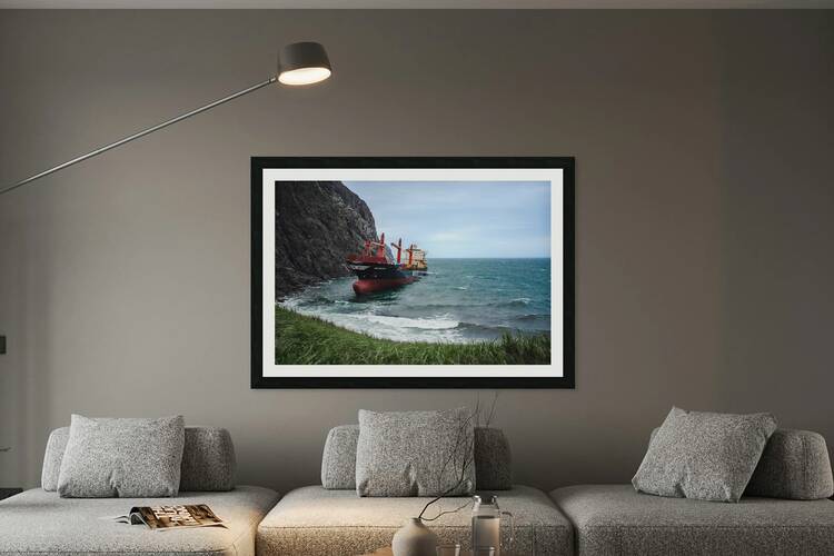 Stranded Ship Ocean Rocky Coast by ALEXEROOT