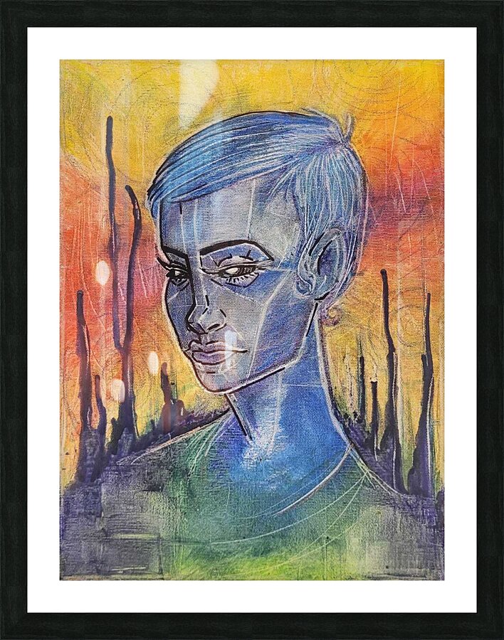 Blue Self Portrait Picture Frame print