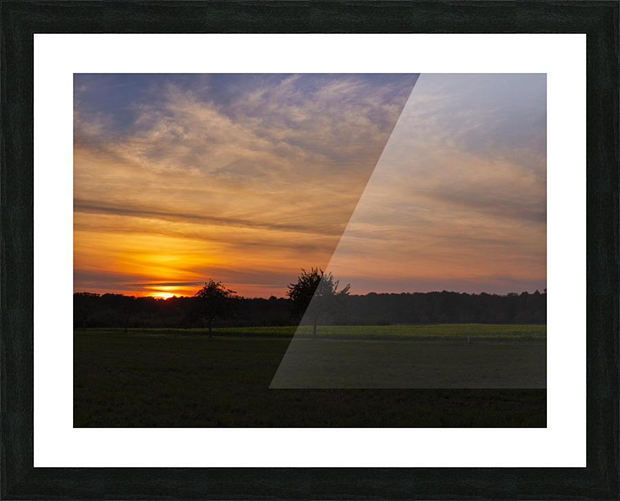Sunset on the fields Picture Frame print