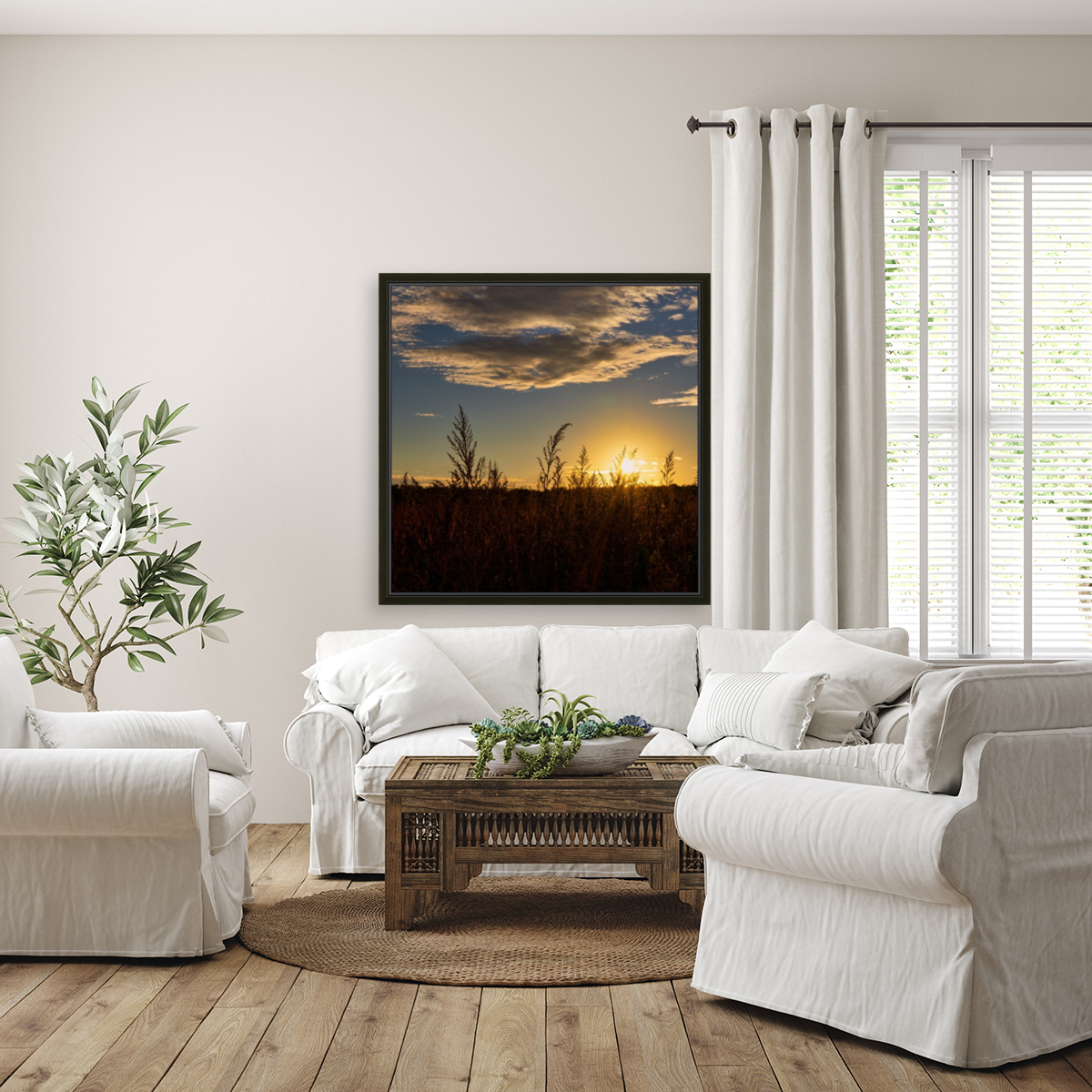 Sunset on the fields Reproduction