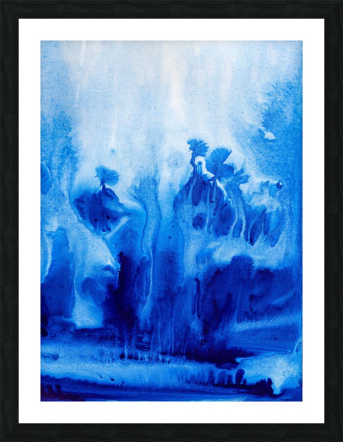 Abstract blue watercolor painting Picture Frame print