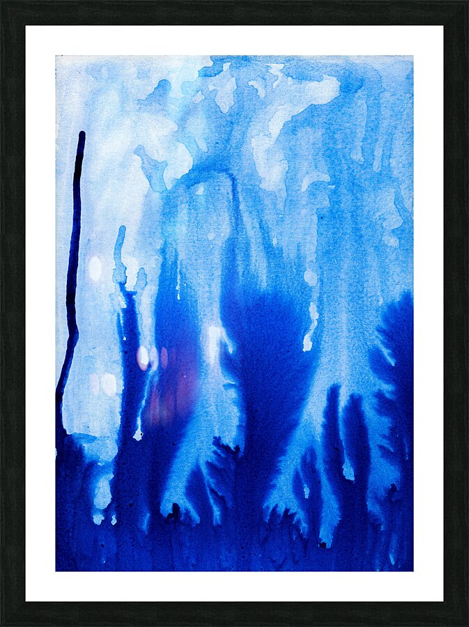 Abstract blue watercolor painting Picture Frame print