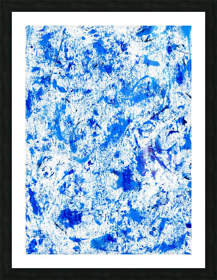 Abstract blue paint grunge background. Abstract blue painting.   Picture Frame print