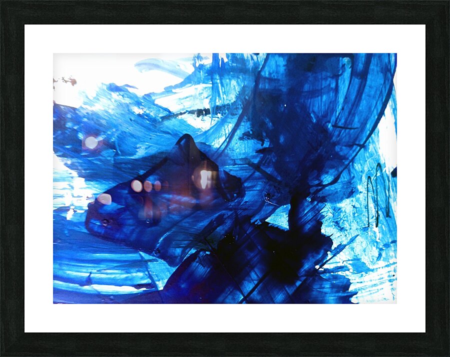 Abstract blue painting. Abstract blue paint grunge background. Picture Frame print